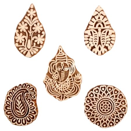 Set of 5 Piece New Mix Wooden Printing Block